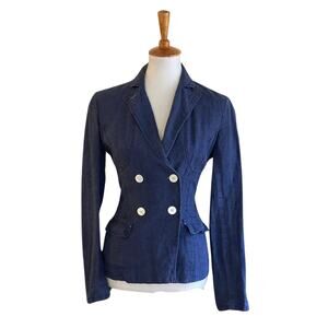 Max Studio Lightweight Blue Linen Blazer Size 2
